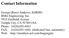  contact K6BMG  